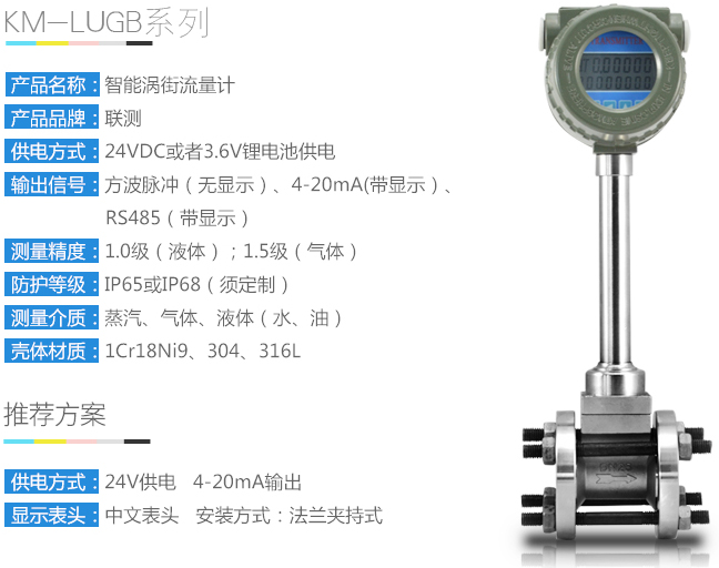 智能型渦街流量計(jì)技術(shù)參數(shù)圖